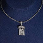 Mini Polished Jesus Pendant — Moissanite, 925 Silver