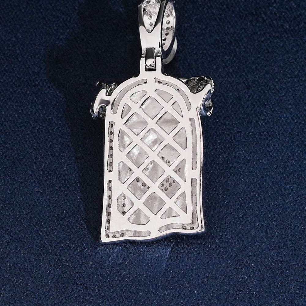 Mini Polished Jesus Pendant — Moissanite, 925 Silver