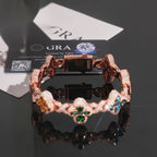 Multicolor Cross & Clover Bracelet – Moissanite & 925 Silver