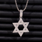 Open Baguette Star of David Pendant — Moissanite, 925 Silver