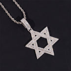 Open Baguette Star of David Pendant — Moissanite, 925 Silver