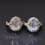 Oval Baguette Halo Ring — Moissanite, 925 Silver