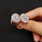Oval Baguette Halo Ring — Moissanite, 925 Silver