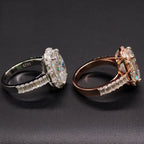 Oval Baguette Halo Ring — Moissanite, 925 Silver