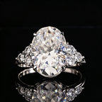 Oval Cluster Engagement Ring — Moissanite, 925 Silver