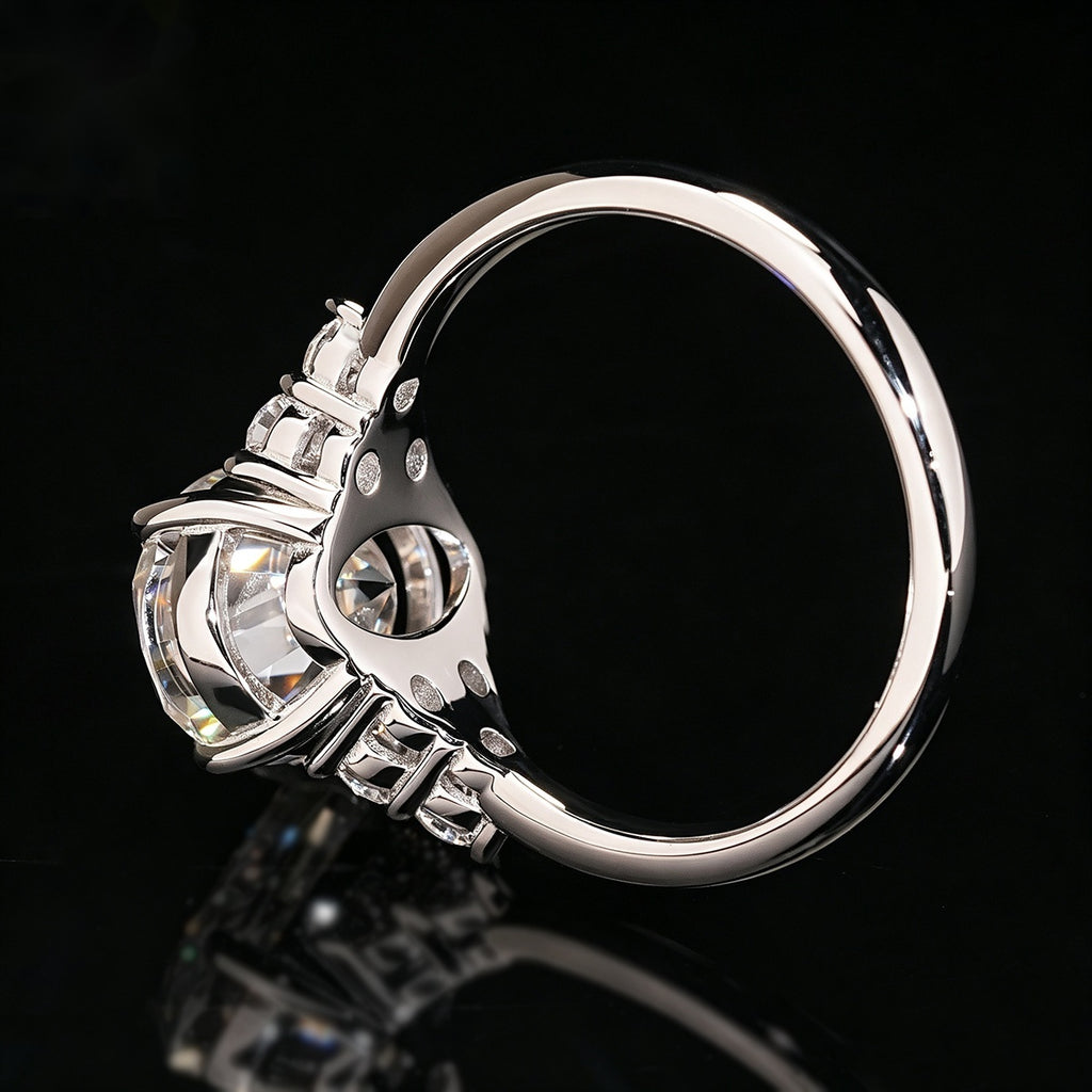 Oval Cluster Engagement Ring — Moissanite, 925 Silver