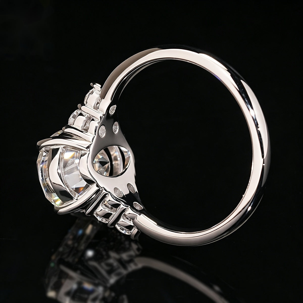 Oval Cluster Engagement Ring — Moissanite, 925 Silver