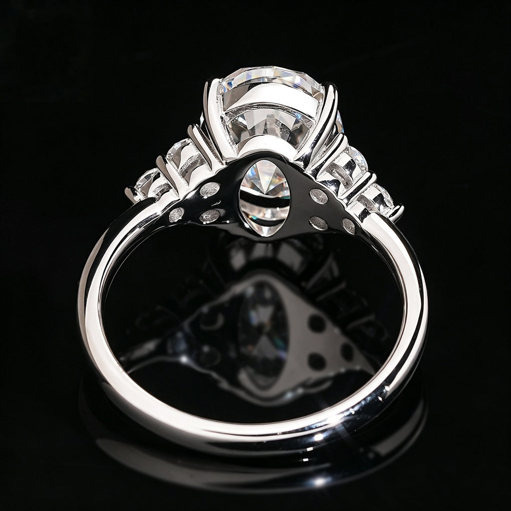 Oval Cluster Engagement Ring — Moissanite, 925 Silver