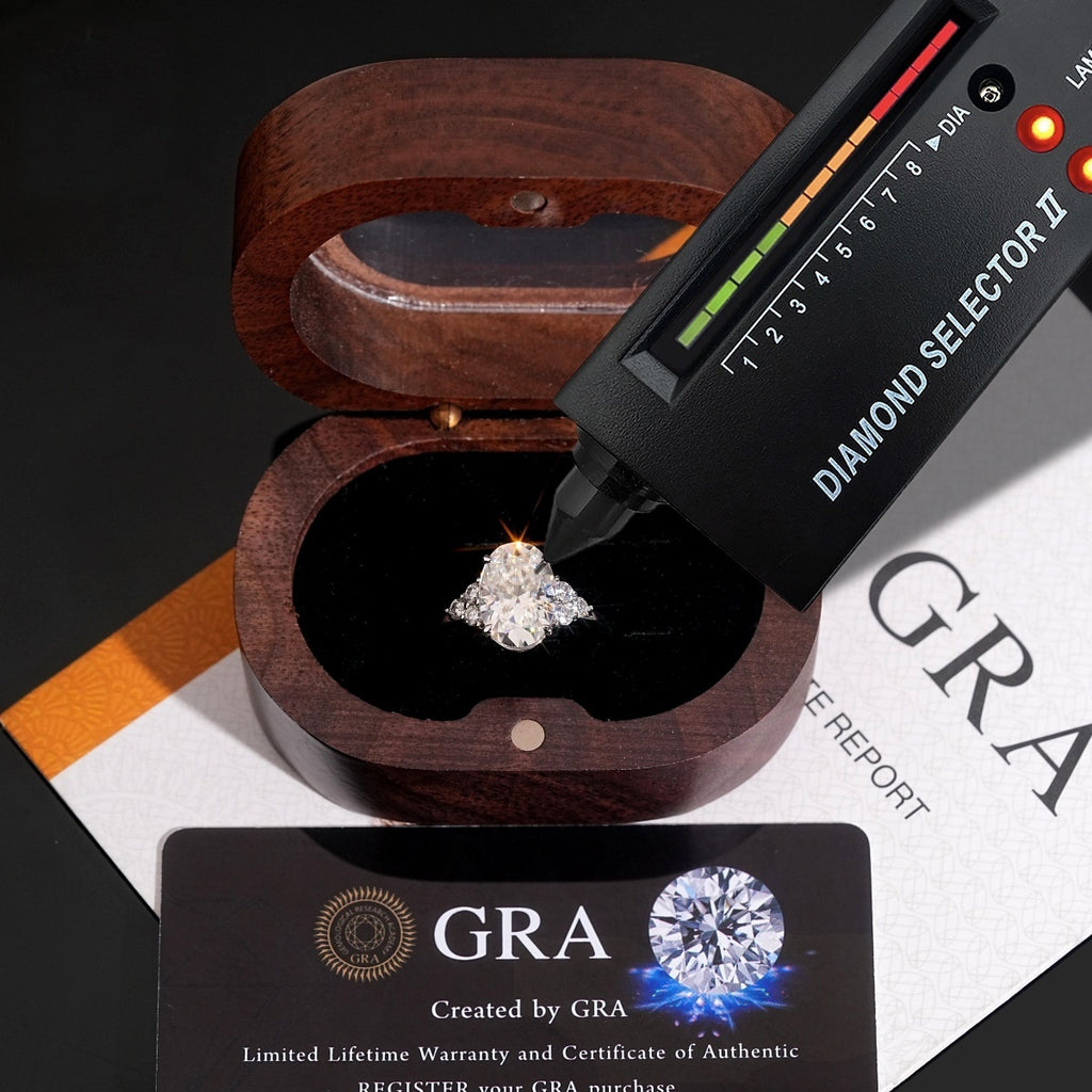 Oval Cluster Engagement Ring — Moissanite, 925 Silver