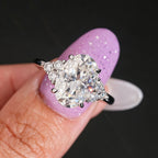 Oval Cluster Engagement Ring — Moissanite, 925 Silver