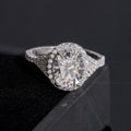 Oval Halo Engagement Ring — Moissanite, 925 Silver