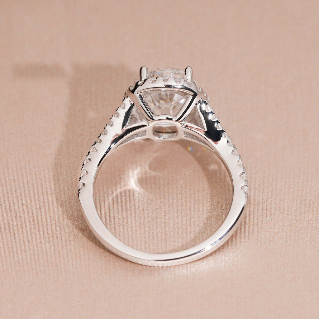 Oval Halo Engagement Ring — Moissanite, 925 Silver