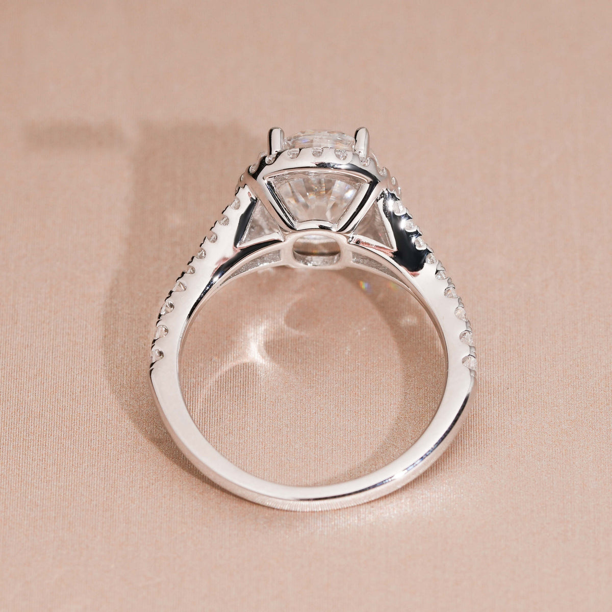 Oval Halo Engagement Ring — Moissanite, 925 Silver