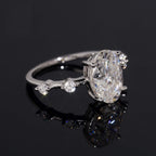 Oval Solitaire Station Ring — Moissanite, 925 Silver