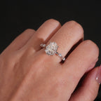 Oval Solitaire Station Ring — Moissanite, 925 Silver