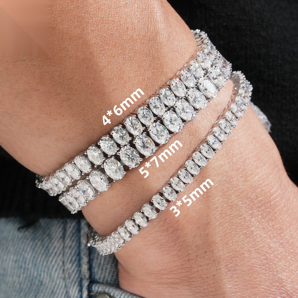 Oval Tennis Bracelet — Moissanite, 925 Silver