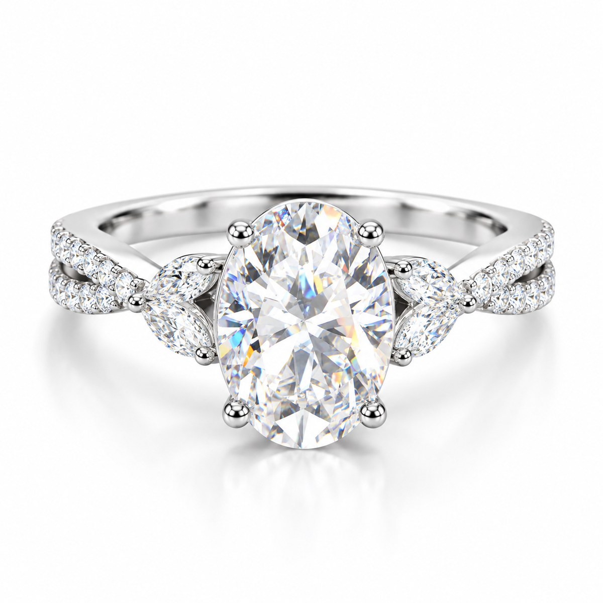 Oval Cut 8×11mm Engagement Ring — Moissanite, 925 Silver