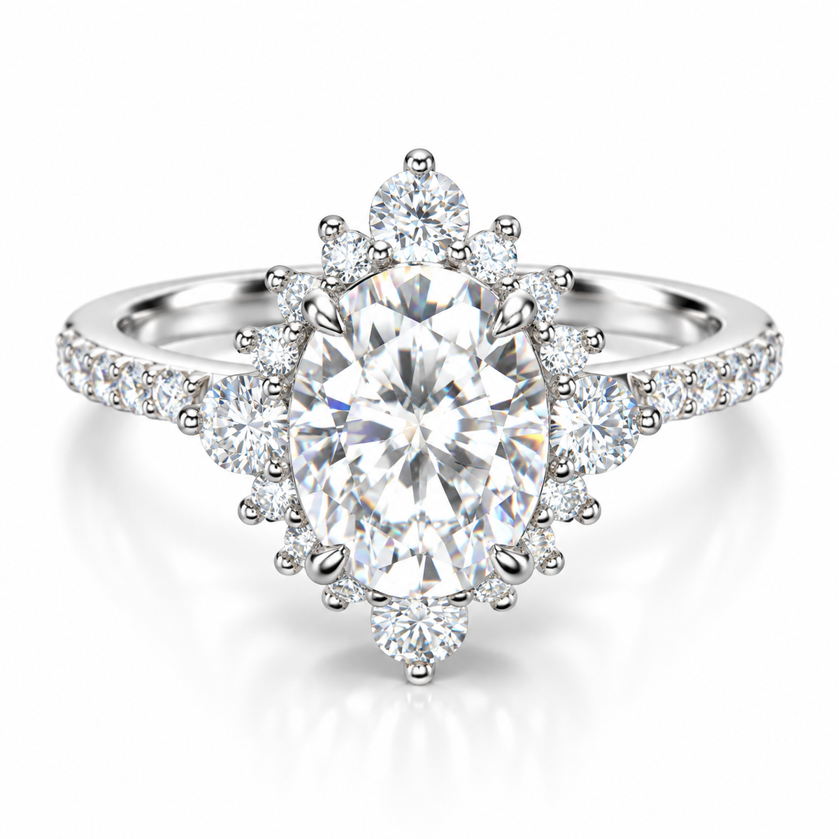 Oval Cut Engagement Ring — Moissanite, 925 Silver