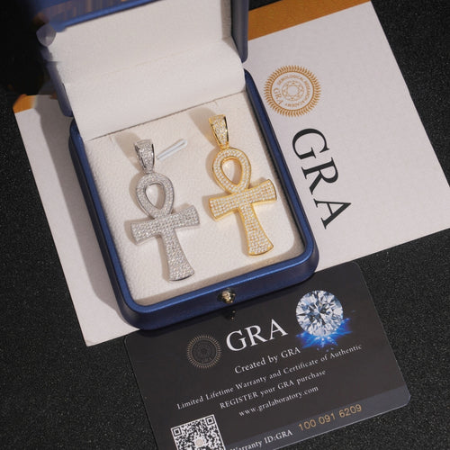 Ankh Pendant — Moissanite, 925 Silver