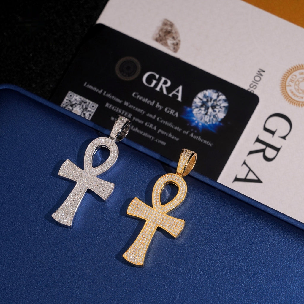 Ankh Pendant — Moissanite, 925 Silver