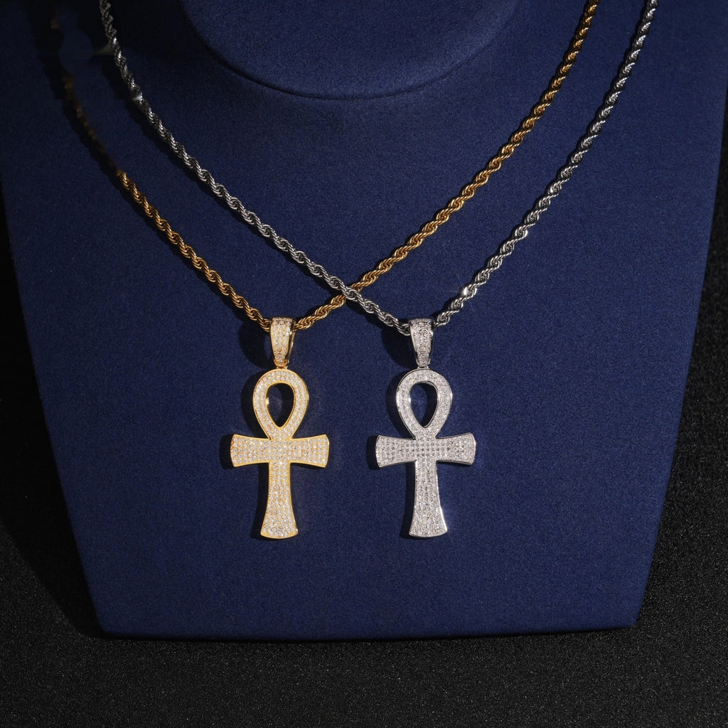 Ankh Pendant — Moissanite, 925 Silver