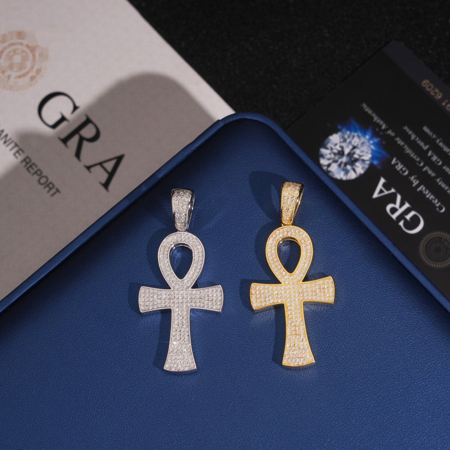 Ankh Pendant — Moissanite, 925 Silver