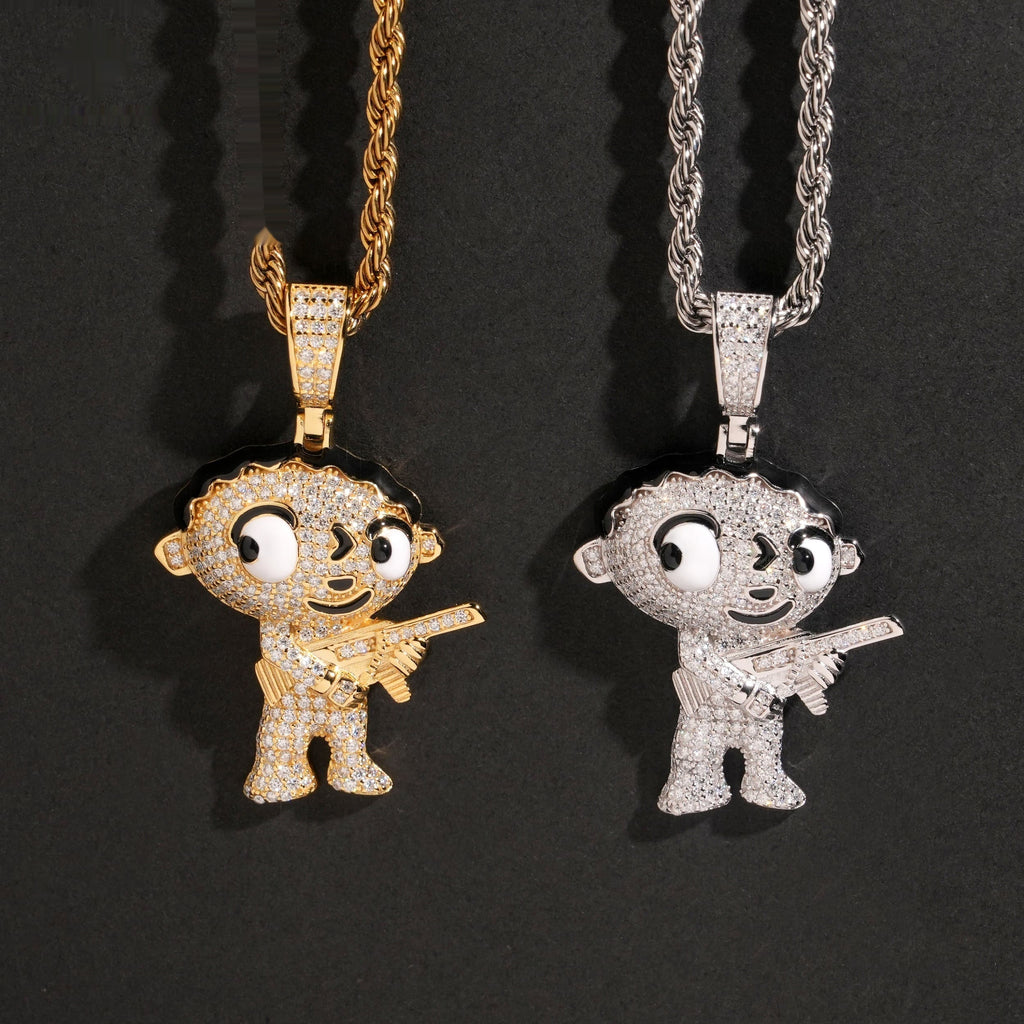 Cartoon Baby Pendant — Moissanite, 925 Silver