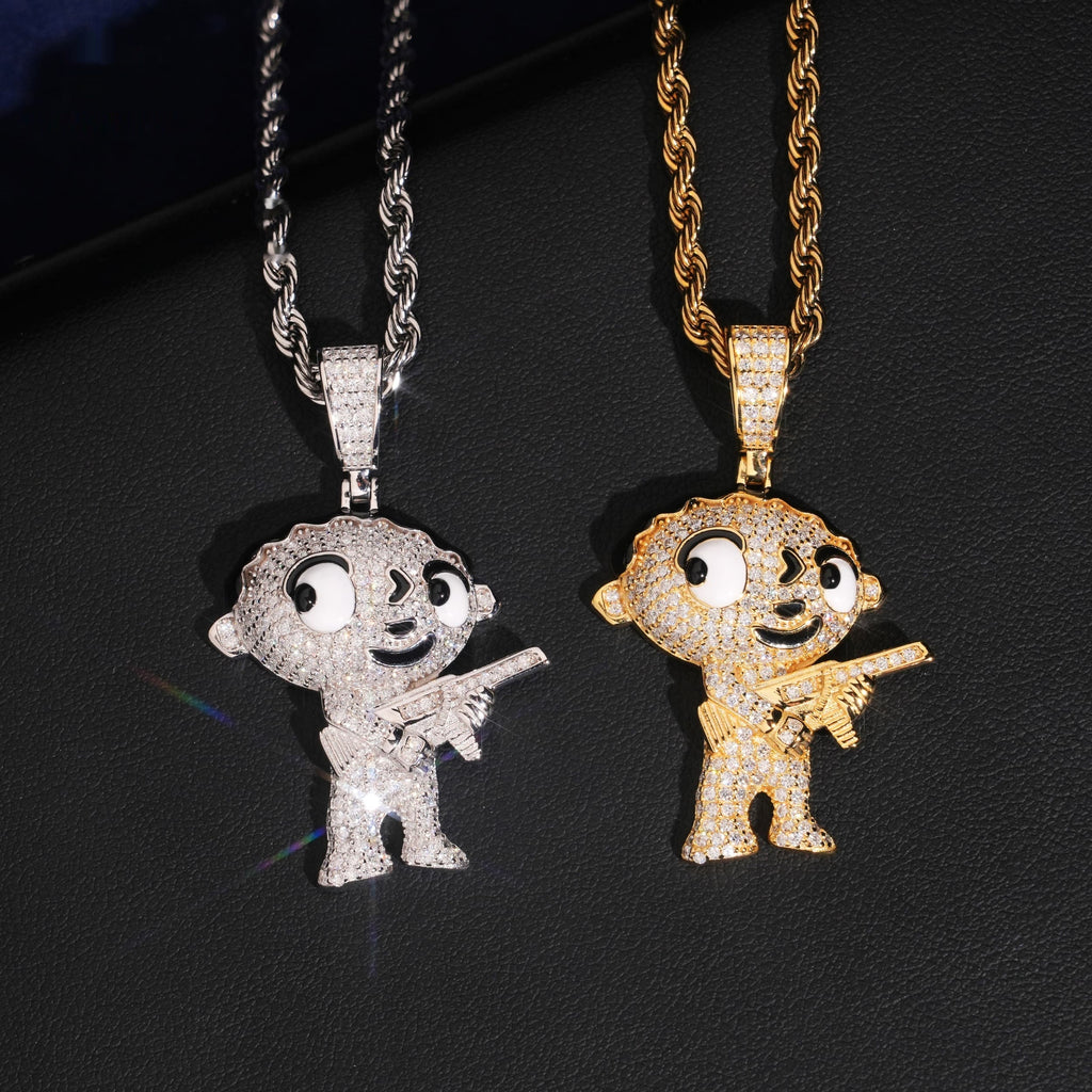 Cartoon Baby Pendant — Moissanite, 925 Silver