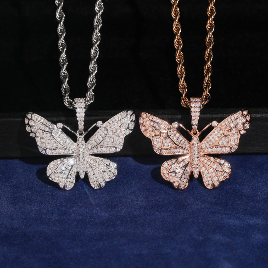 Pavé Butterfly Pendant — Moissanite, 925 Silver
