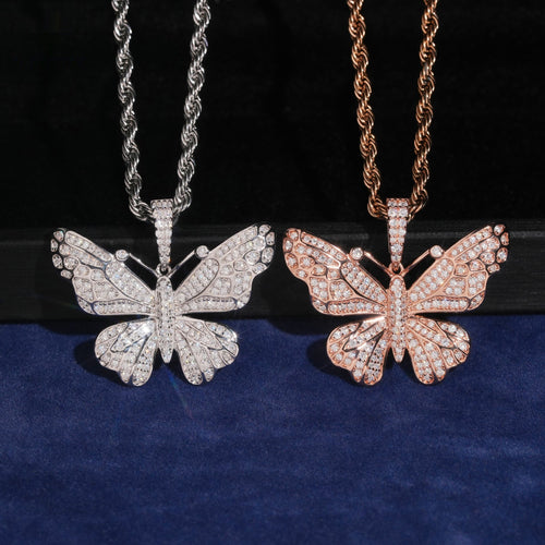 Pavé Butterfly Pendant — Moissanite, 925 Silver
