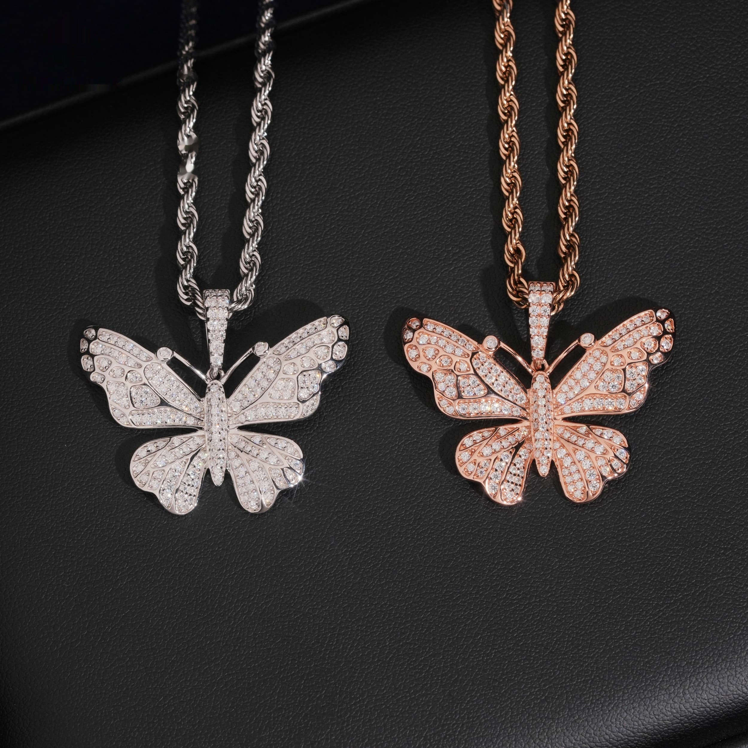 Pavé Butterfly Pendant — Moissanite, 925 Silver