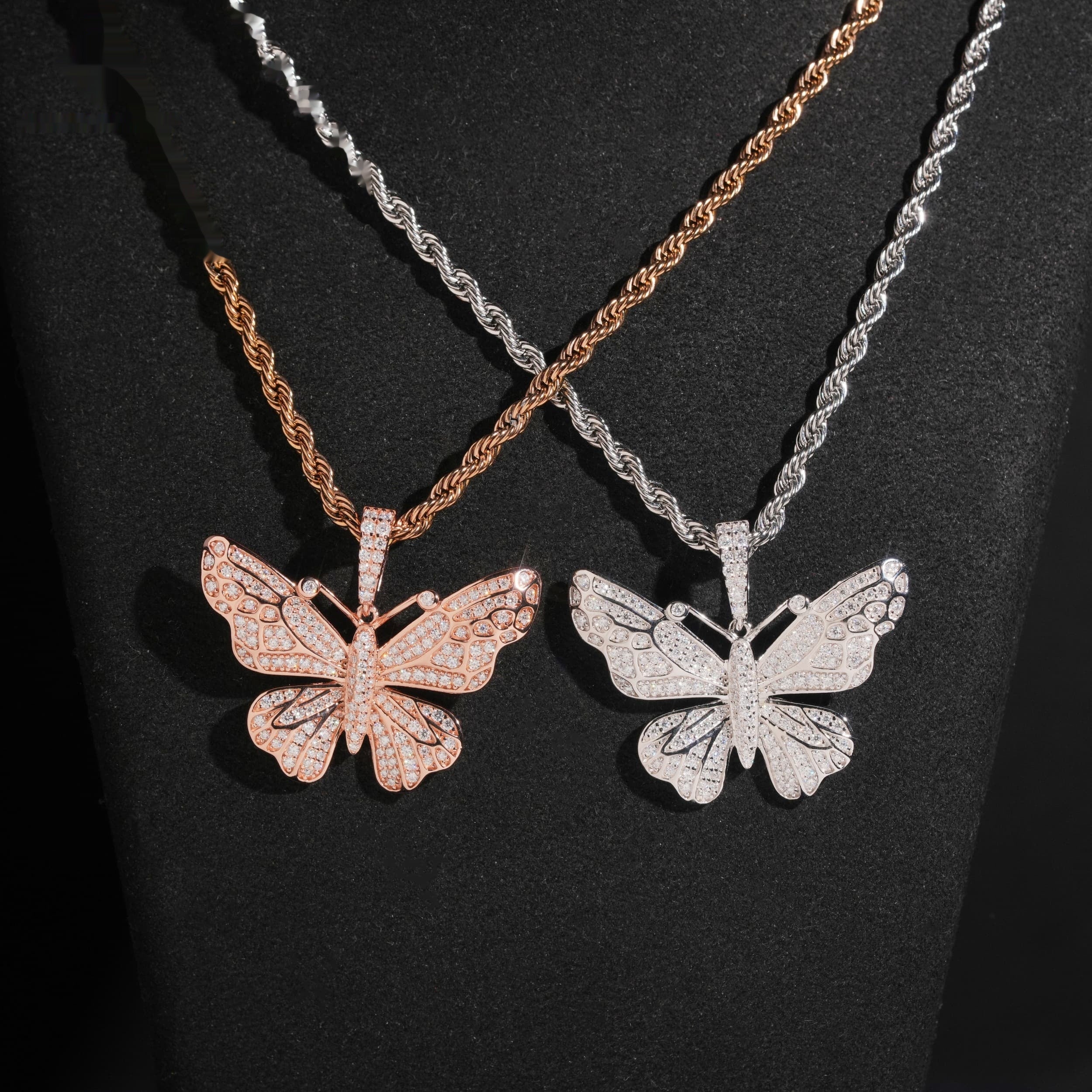 Pavé Butterfly Pendant — Moissanite, 925 Silver