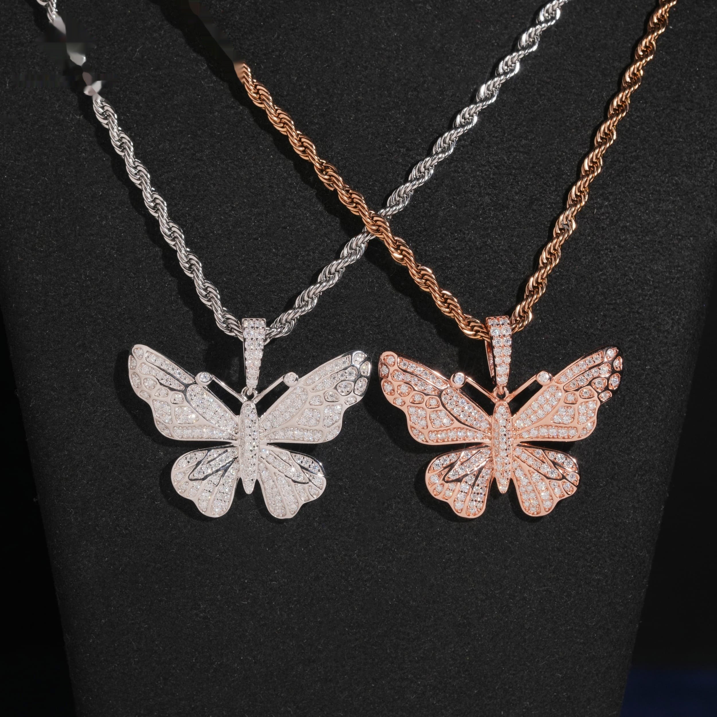Pavé Butterfly Pendant — Moissanite, 925 Silver