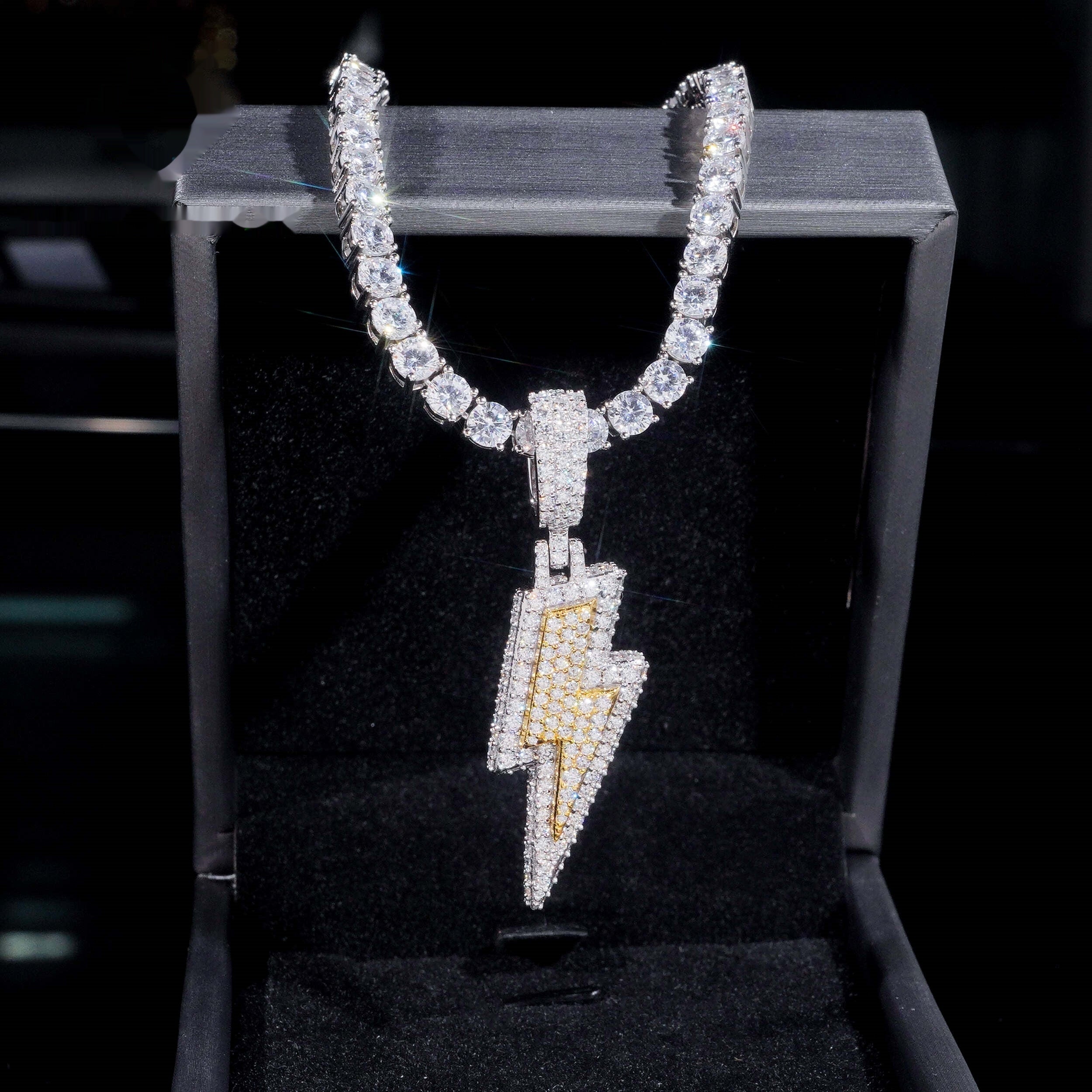 Lightning Bolt Pendant — Moissanite, 925 Silver