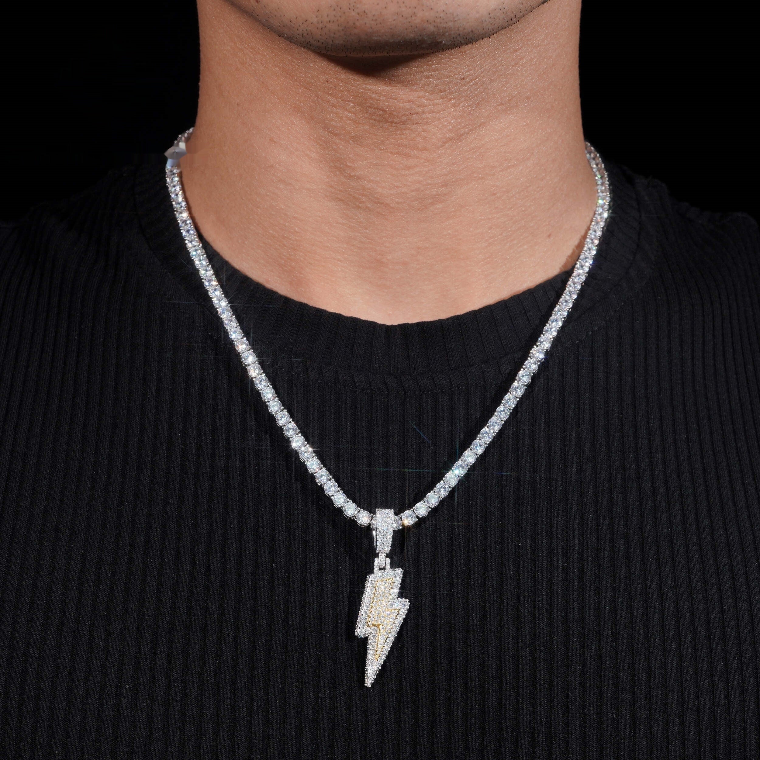 Lightning Bolt Pendant — Moissanite, 925 Silver