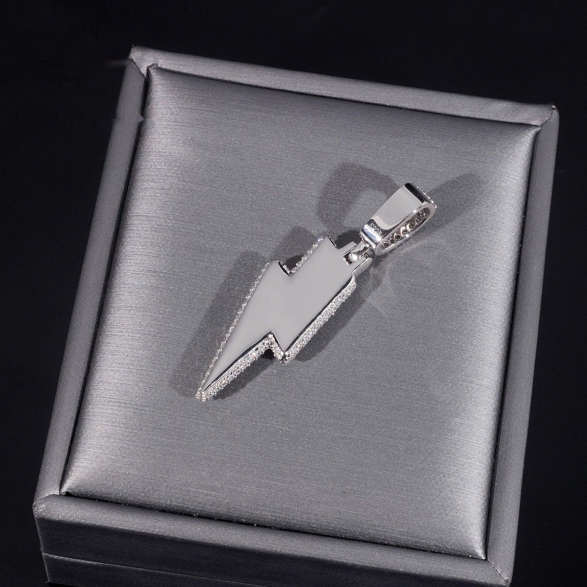 Lightning Bolt Pendant — Moissanite, 925 Silver