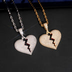 Broken Heart Pendant — Moissanite, 925 Silver