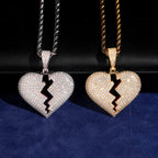 Broken Heart Pendant — Moissanite, 925 Silver
