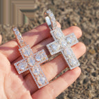 Bezel Cross Pendant — Moissanite, 925 Silver