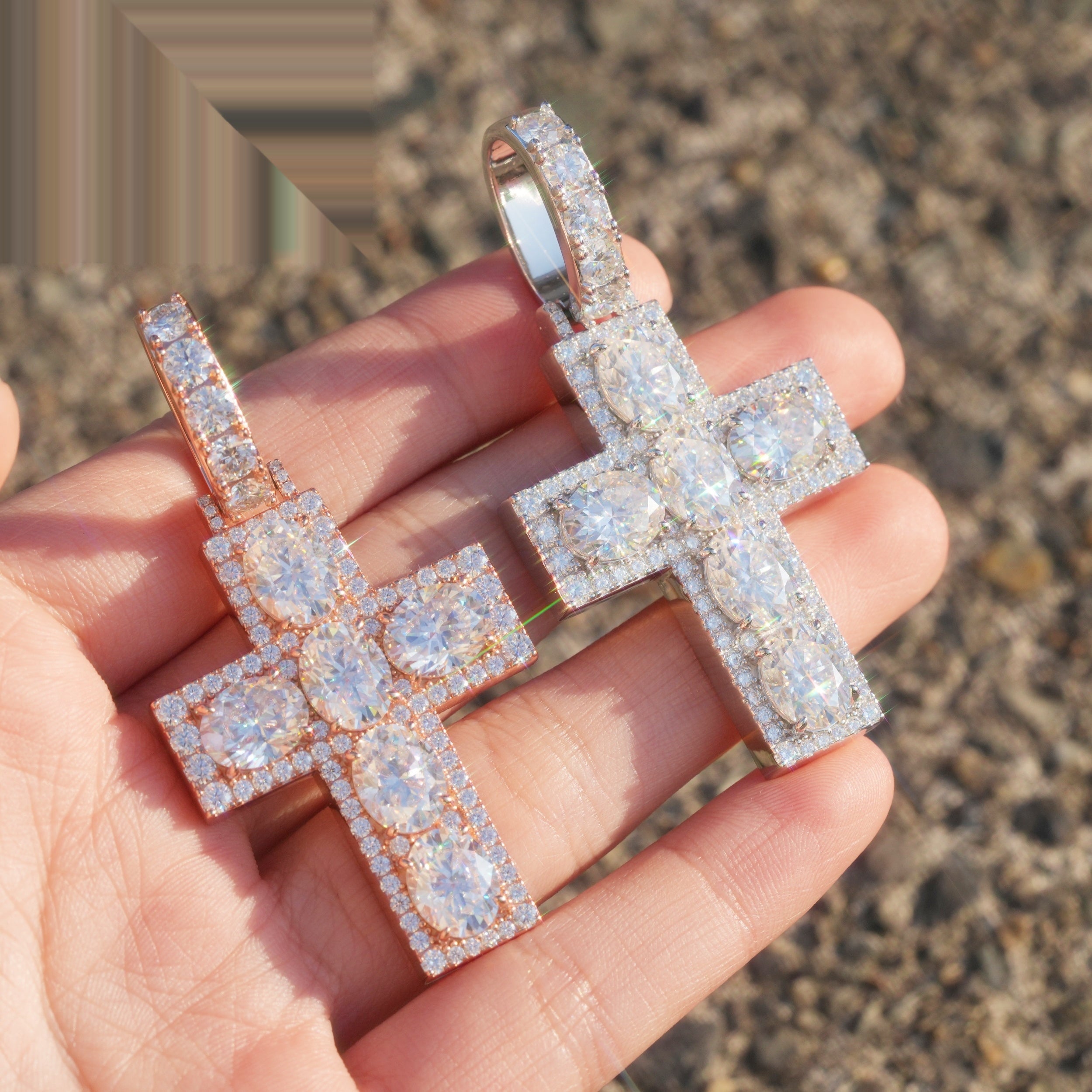Bezel Cross Pendant — Moissanite, 925 Silver