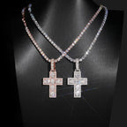 Bezel Cross Pendant — Moissanite, 925 Silver