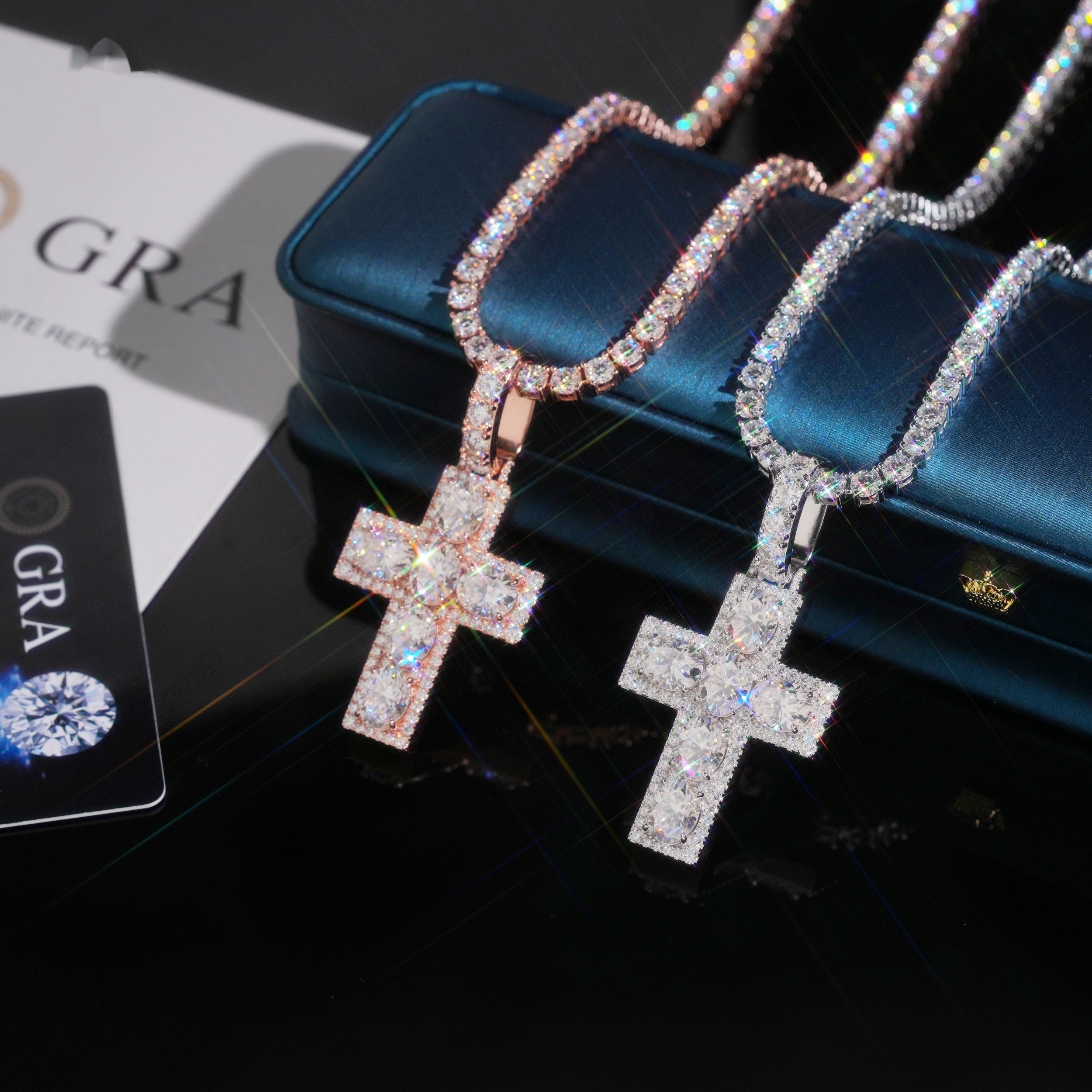 Bezel Cross Pendant — Moissanite, 925 Silver