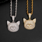 Cat Face Pendant — Moissanite, 925 Silver