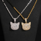 Cat Face Pendant — Moissanite, 925 Silver