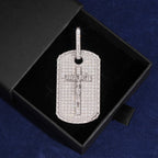 Crucifix Tag Pendant — Moissanite, 925 Silver