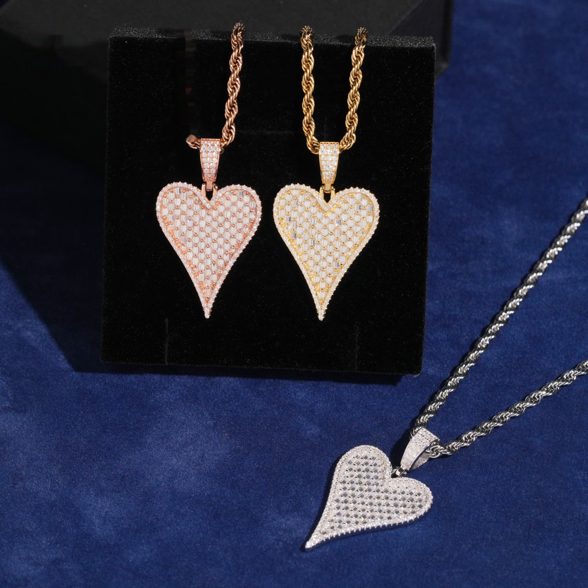 Elongated Heart Pendant — Moissanite, 925 Silver