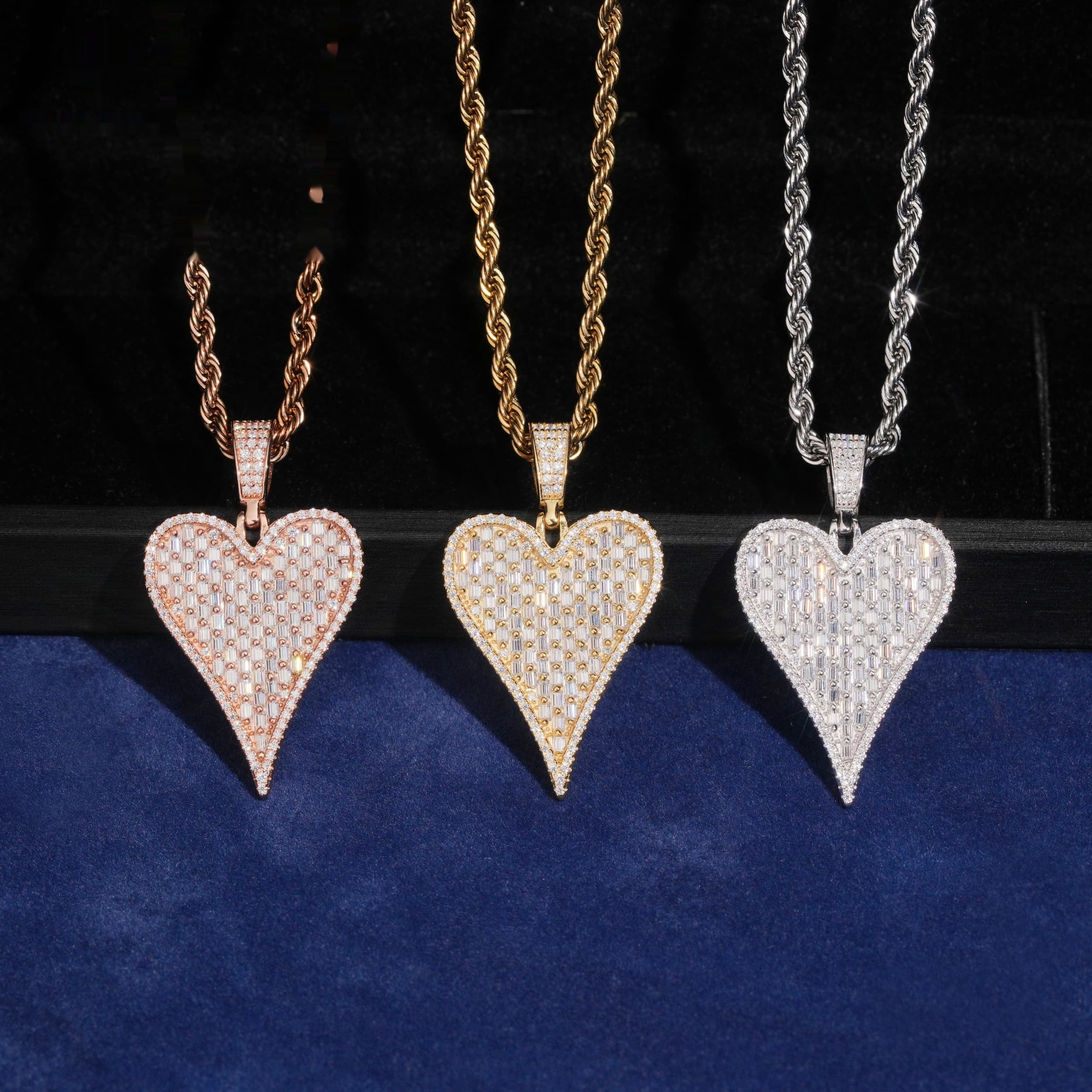 Elongated Heart Pendant — Moissanite, 925 Silver