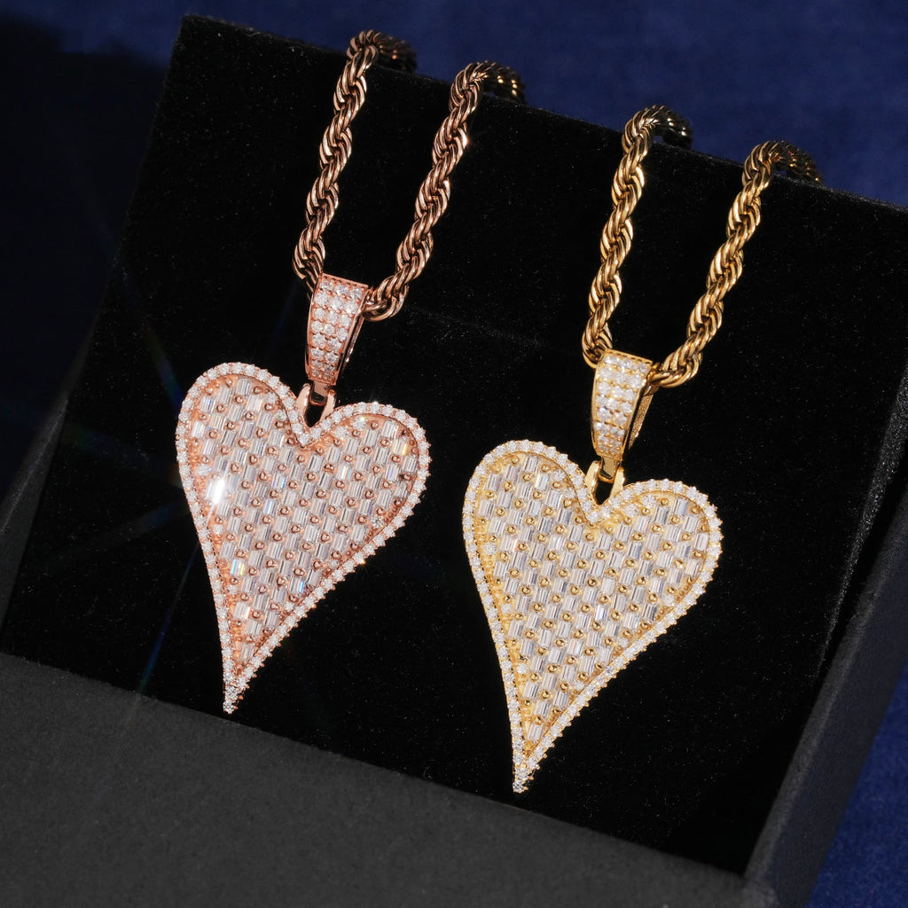 Elongated Heart Pendant — Moissanite, 925 Silver