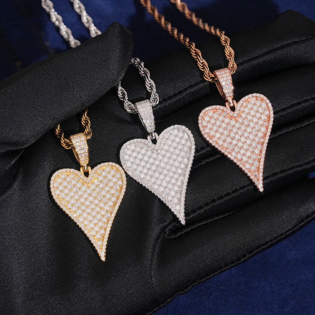 Elongated Heart Pendant — Moissanite, 925 Silver