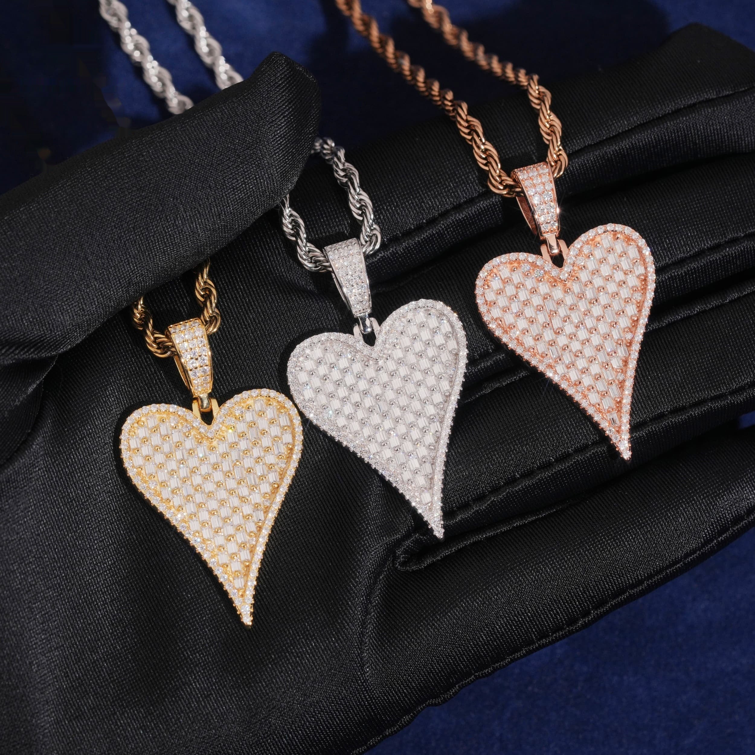 Elongated Heart Pendant — Moissanite, 925 Silver